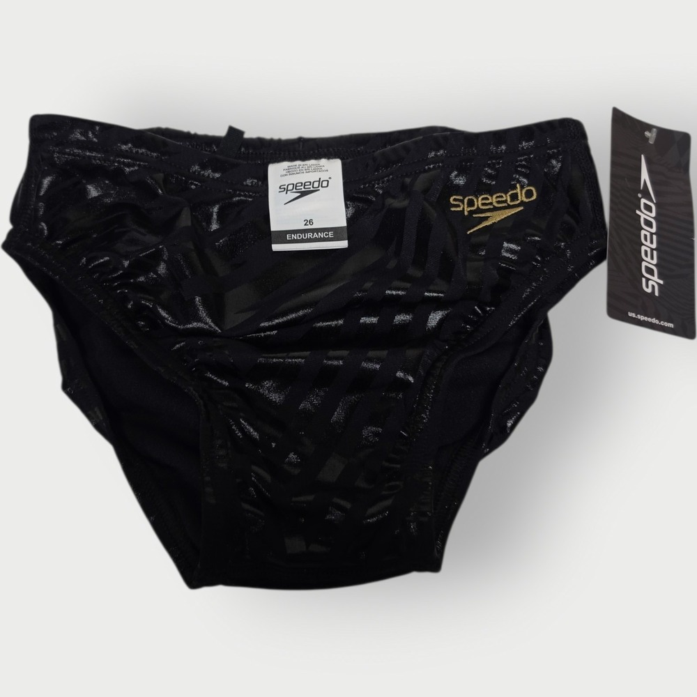 New SPEEDO ECO Endurance Men's Brief Vibe Size 26 SHINNY BLACK TAGS NWT - Picture 1 of 2